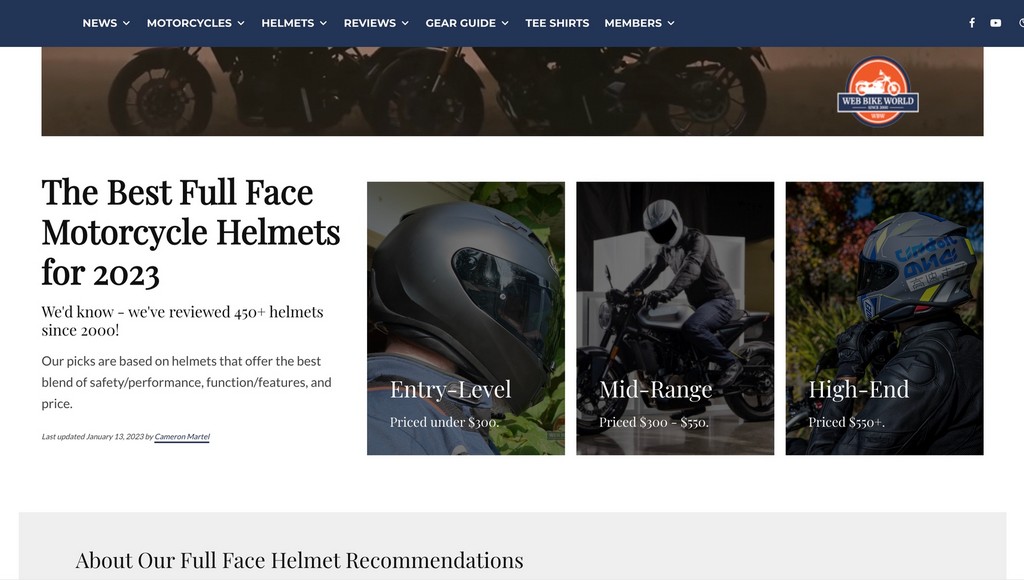 Best full face motorcycle helmets for 2023