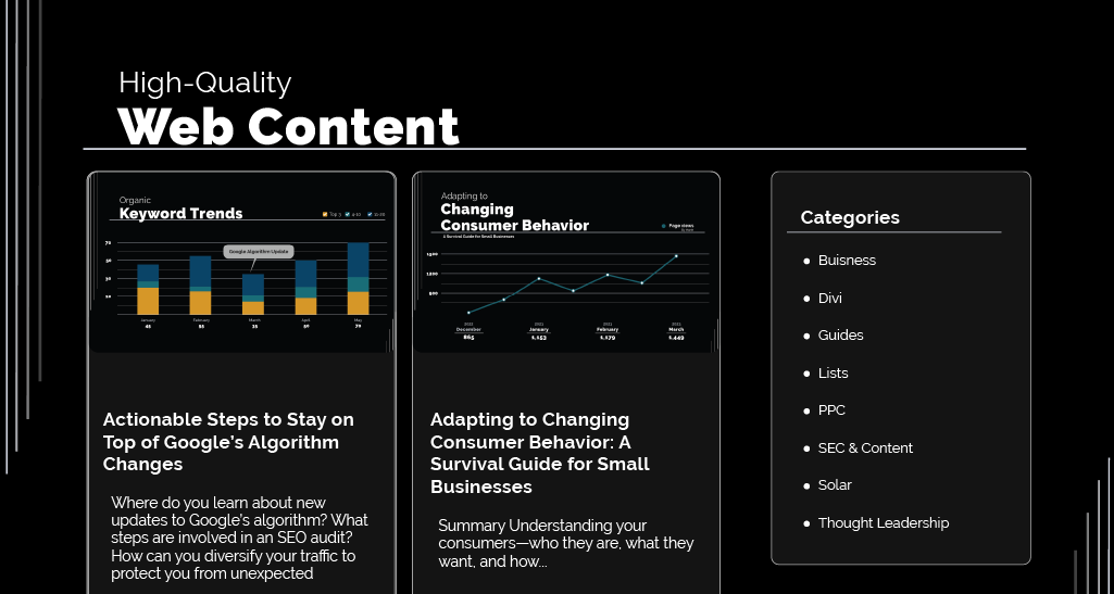 High quality website content to help your site rank 