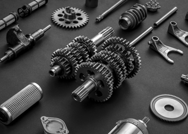 Gears laying organized on a table